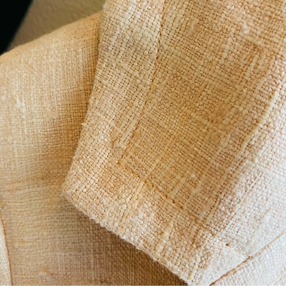 CARLISLE 100% Silk Peach Textured Double Button Blazer Jacket - Picture 6 of 10